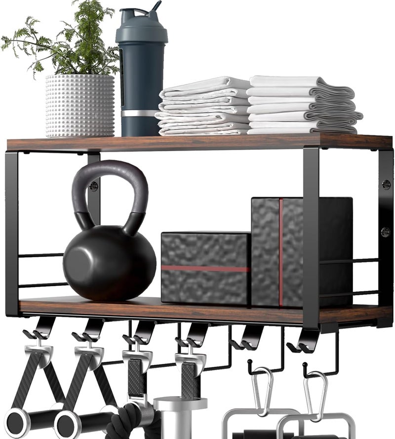 TJMOREE 2 Tier Floating Shelf Compatible with Tonal Accessories, T-Bracket Lock Adapters Hanger, Wall Mount Home Gym Storage Rack for Fitness Equipment - Image 4